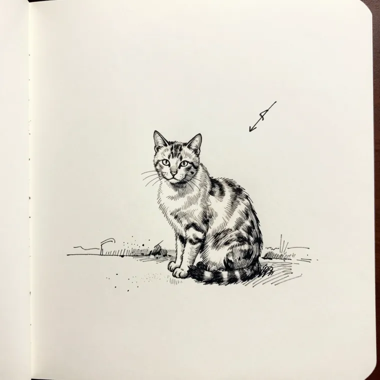街で見かけた猫のスケッチ